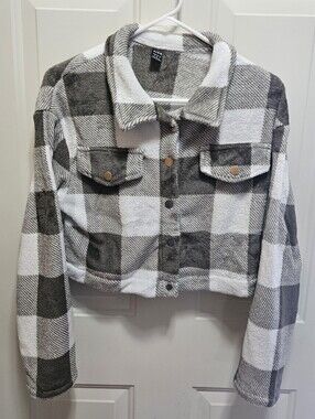 Shein Plush Plaid Jacket